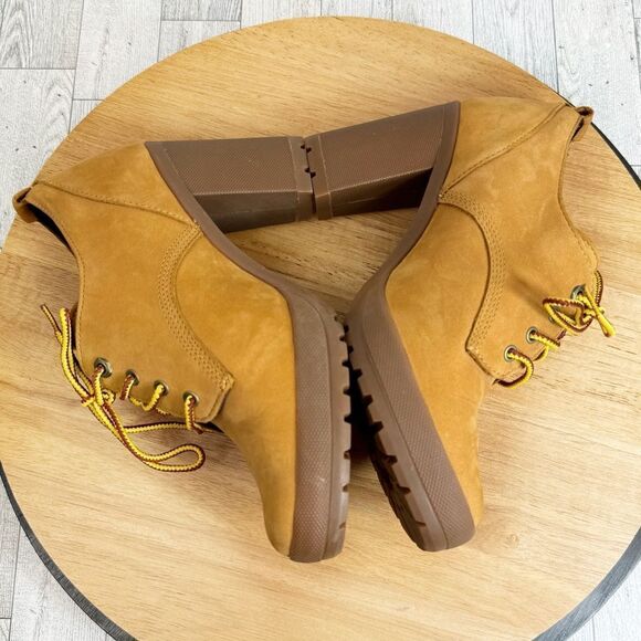 Timberland Camdale Oxford Heeled Booties Wheat Nubuck Suede Size 6.5 - Picture 3 of 10